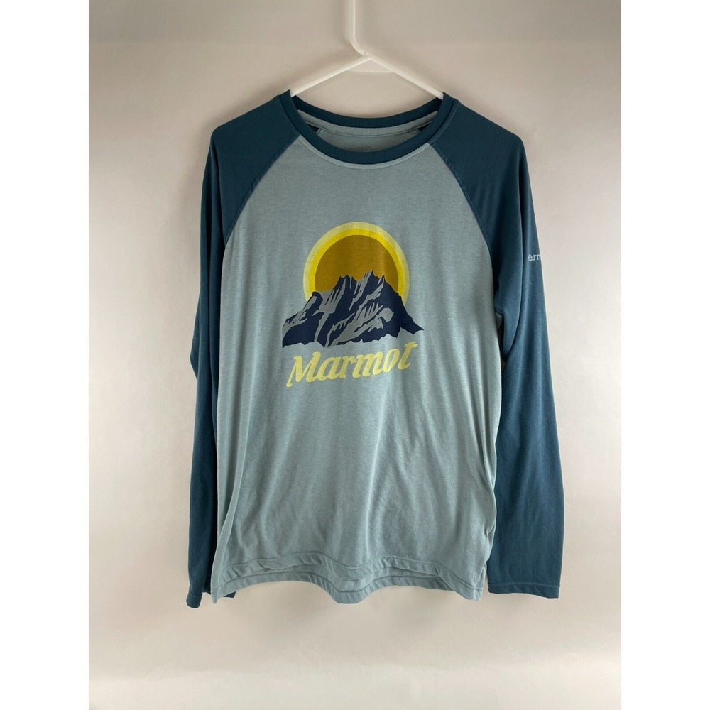Marmot Two-Tone Long Sleeve Raglan Tee with Mountain Sun Graphic